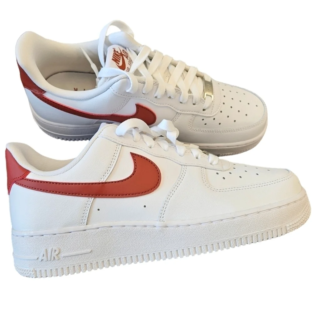 Nike Air Force 1 '07 Sneakers White Rust Orange NEW